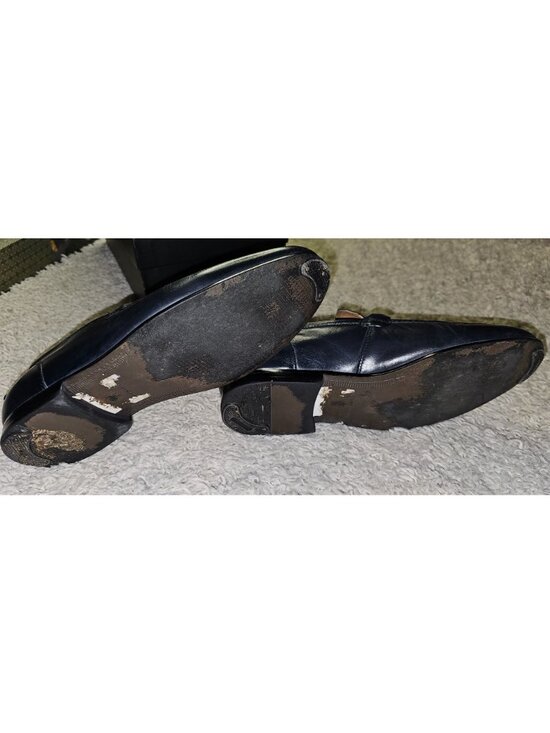 Saks 5th Avenue Firenze Buckle Navy Leather Slip-On Loafers Size Mens 10 main image 4